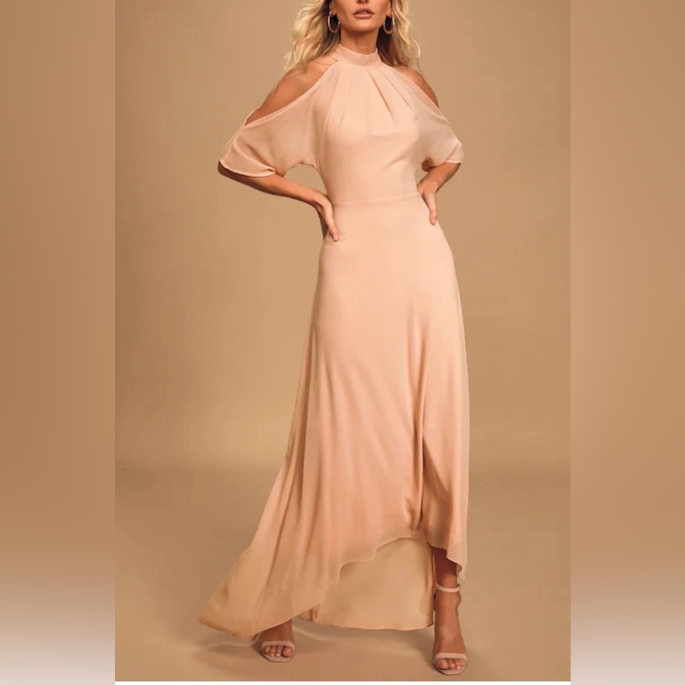 Cold-Shoulder Maxi Dress in Blush PROM